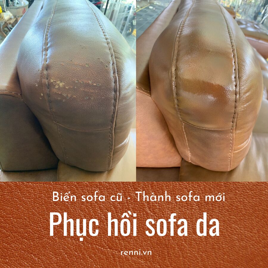Sofa da bị nứt nẻ, bạc màu trước và sau khi phục hồi