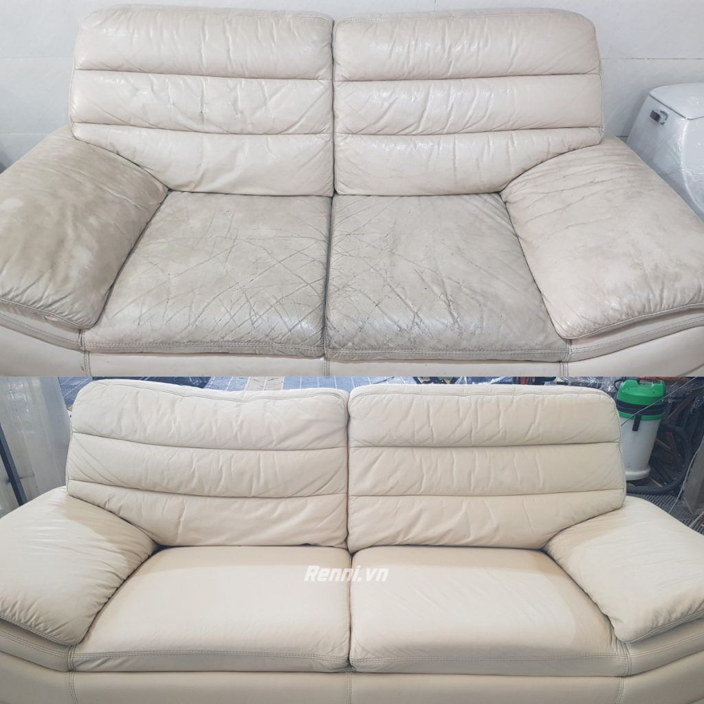 Làm mới và phục hồi sofa da thật tại Renni