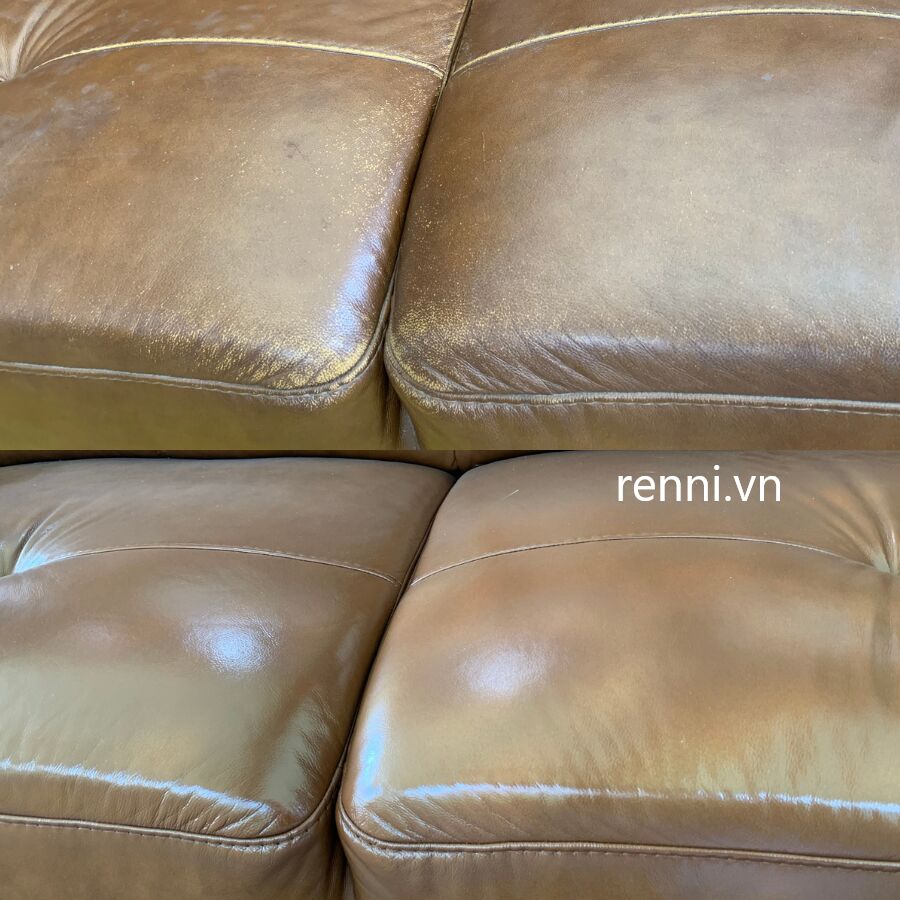 Sofa da bị nứt nẻ, bạc màu trước và sau khi phục hồi