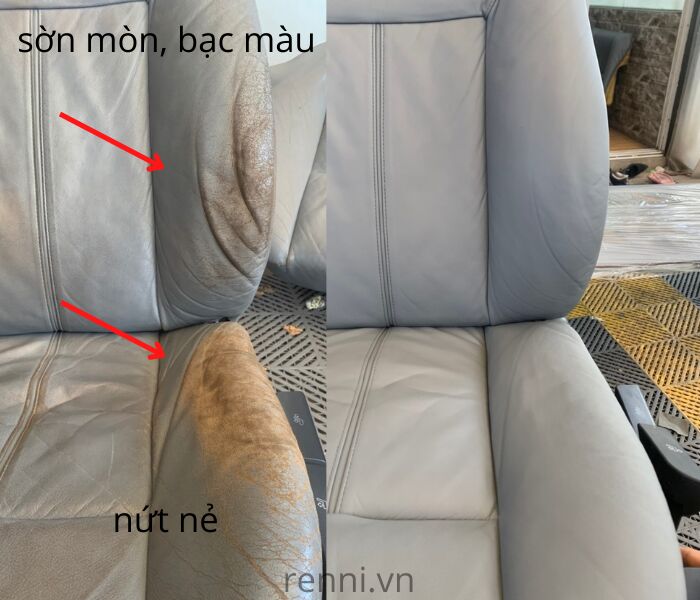 Phục hồi ghế da ô tô sờn mòn bạc màu