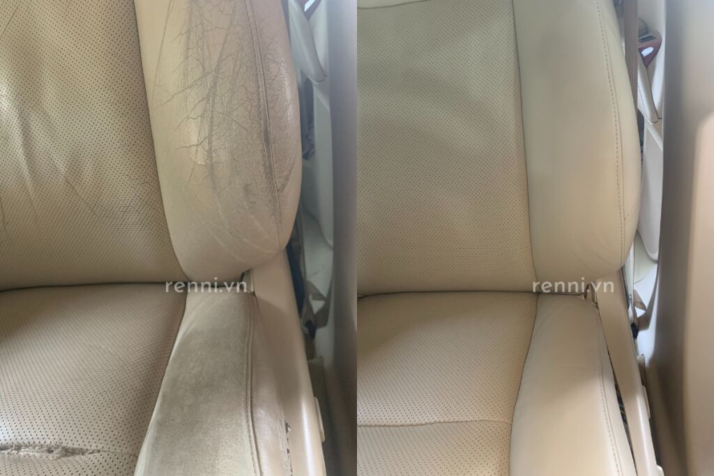 Ghế da ô tô cũ trước và sau khi được sơn phục hồi